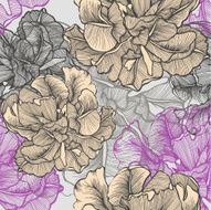 Seamless pattern with decorative flowering tulips Vector illustration