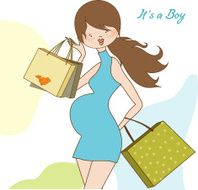 baby announcement card with beautiful pregnant woman on shopping N21