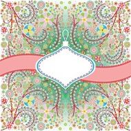 Christmas card with decoration shape banner and ribbon