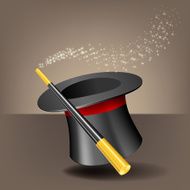 Magic hat and wand with sparkles