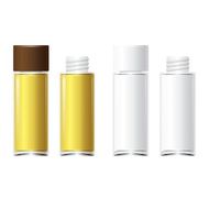 four glass bottles perfume isolated on a white background vector