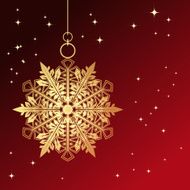 Red card with christmas snowflake