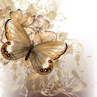 Cute stylish floral background with butterfly