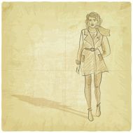pretty girl on grunge background N2