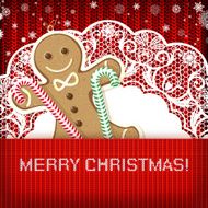 Christmas decorations on handmade knitted background N12