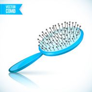 Realistic vector blue comb brush