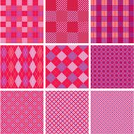 Set of plaid seamless patterns in pink colors for girls
