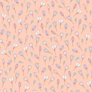 Delicate seamless rose pattern with flowers