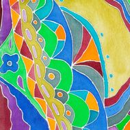 abstract pattern of cold painted batik N24