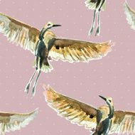 Seamless texture with watercolor birds