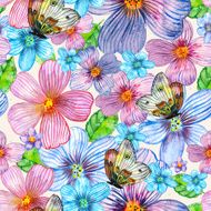 floral seamless texture of watercolor N4