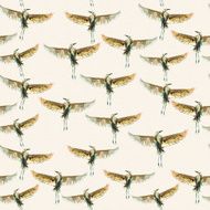 Seamless texture with watercolor birds N3