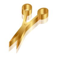 3d icon of gold scissors