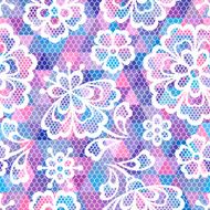 Old lace seamless pattern ornamental flowers Vector texture N5