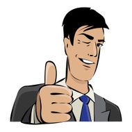 Young businessman with thumb up