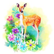 artwork deer and flowers