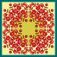 Ornament with red flowers and branches
