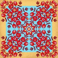 Ornament with red flowers and branches N2