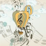 Cute hand drawn air balloon and notes