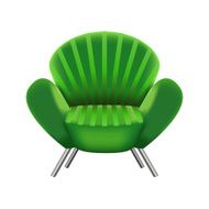 green armchair on white background