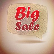 Sale sign in retro speech bubble