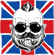 stylish man with a beard against the Union Jack N2