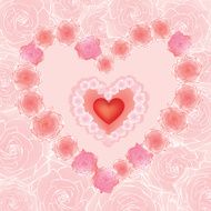 St Valentine&#039;s Gift card with pink flowers rose N2