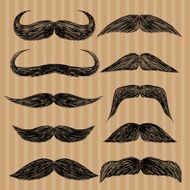 Different types of mustaches Retro style N3