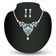 necklace and earrings with blue jewels