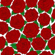 seamless pattern of red roses on a white background
