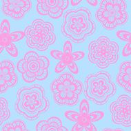 Seamless background pattern of pink lace flowers