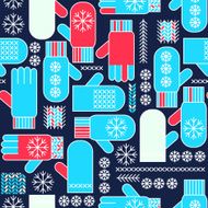 Winter mittens snowflake seamless pattern N2