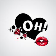 Abstract composition with sexy lips speech bubble