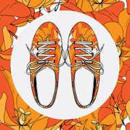 female gym shoes with flower pattern
