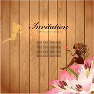 Flower Fairy on a wood texture for your design N3
