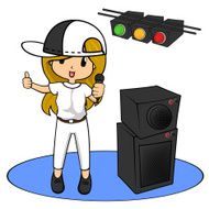 Female Singer with Microphone