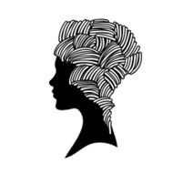 Vector silhouette of beautiful woman with Hairstyles