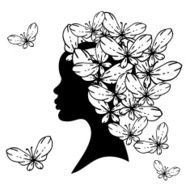 Vector silhouette of beautiful woman with Hairstyles N2