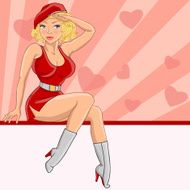 Cartoon female soldier gives honor Vector illustration