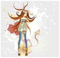 beautiful ginger girl with a kite