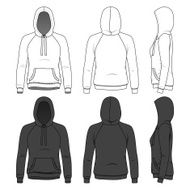 Front back and side views of blank hoodie N2