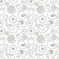 Seamless pattern Birds and flowers N5