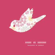 Vector folk floral circles abstract bird silhouette pattern frame
