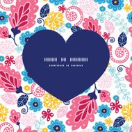 Vector fairytale flowers heart silhouette pattern frame N2