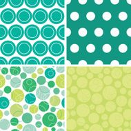 Vector abstract green circles set of four marching repeat patterns