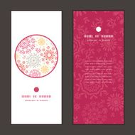 Vector folk floral circles abstract vertical round frame pattern invitation N2