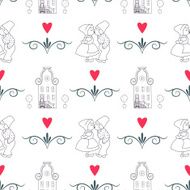 Seamless pattern with Dutch ornaments (Deflt blue style) N7