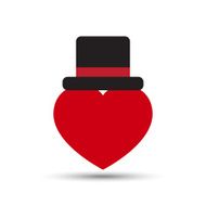Vector Love Heart with Black Top Hat