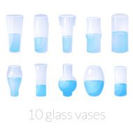 Glass flowers vases vector set