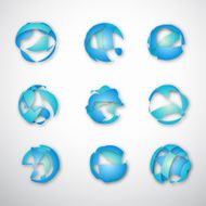 set of abstract blue circle icon for design